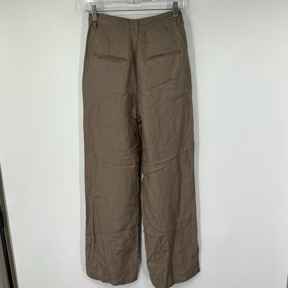 Anine Bing High Rise Pleated Trouser Pants Linen Blend - Picture 6 of 10